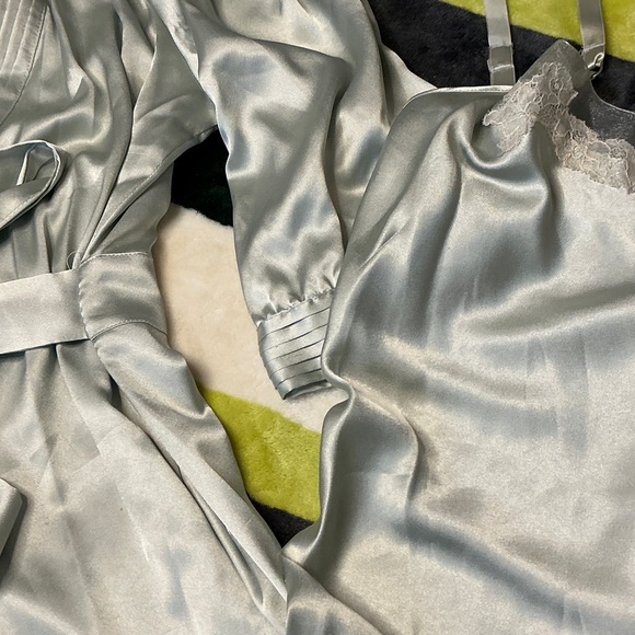 Victoria's Secret Silver Satin Robe and Nightgown Set - Picture 11 of 13